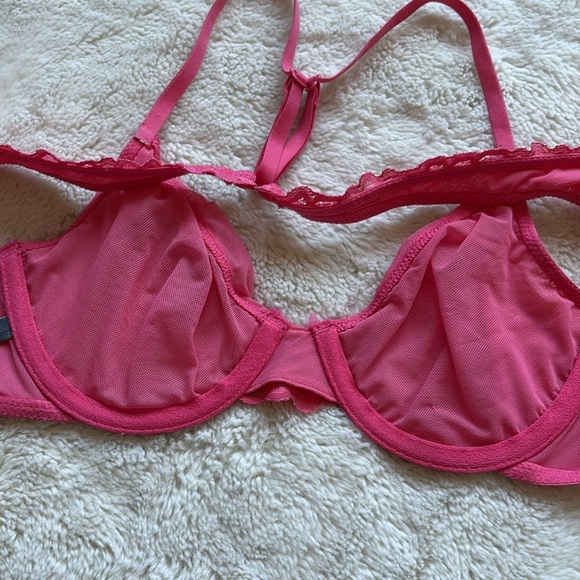 Aerie Hot Pink Mesh Racerback Bra 32B | Sheer, Sexy, Comfy Lingerie - Picture 6 of 7